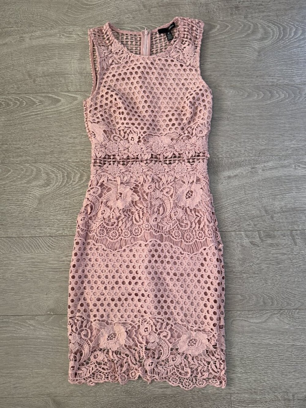 AQUA Blush Pink Floral Crochet Lace Eyelet Midi Dress XS